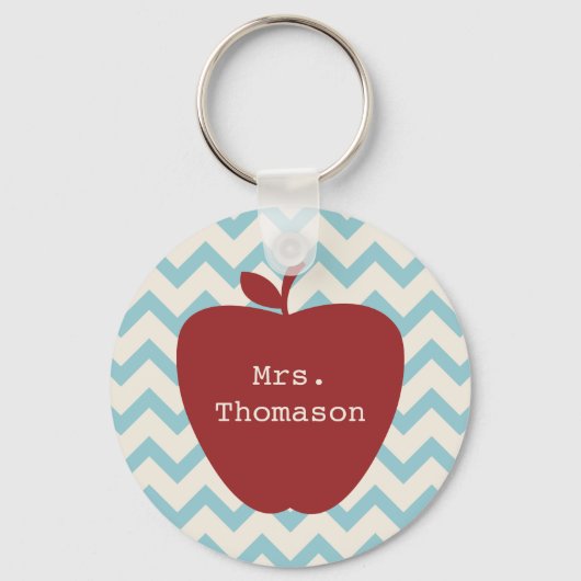 Aqua Chevron Red Apple leraar Sleutelhanger (Voorkant)