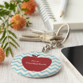 Aqua Chevron Red Apple leraar Sleutelhanger (Zijkant)