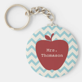 Aqua Chevron Red Apple leraar Sleutelhanger