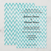  Aqua Chevron Stripes bruiloft Kaart (Voorkant / Achterkant)