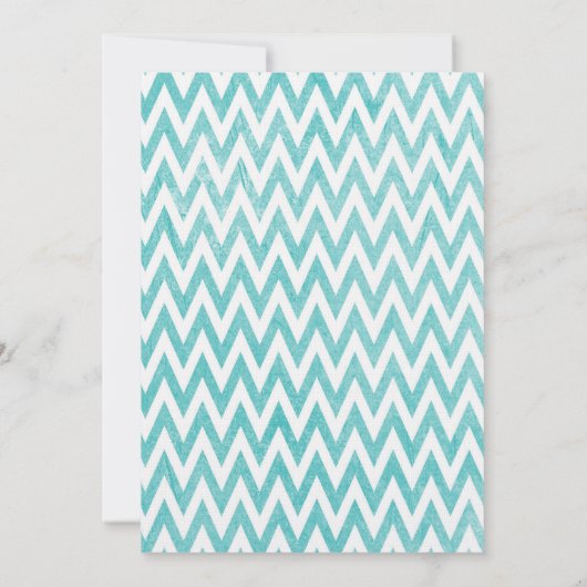  Aqua Chevron Stripes bruiloft Kaart (Achterkant)
