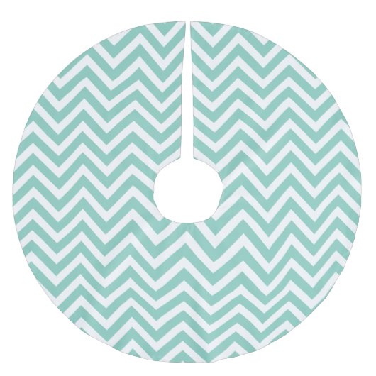 Aqua Chevron Stripes Kerstboom Rok (Voorkant)