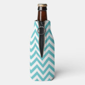 Aqua Chevron Stripes Monogram Flesjeskoeler (Fles Achterkant)