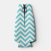 Aqua Chevron Stripes Monogram Flesjeskoeler (Achterkant)