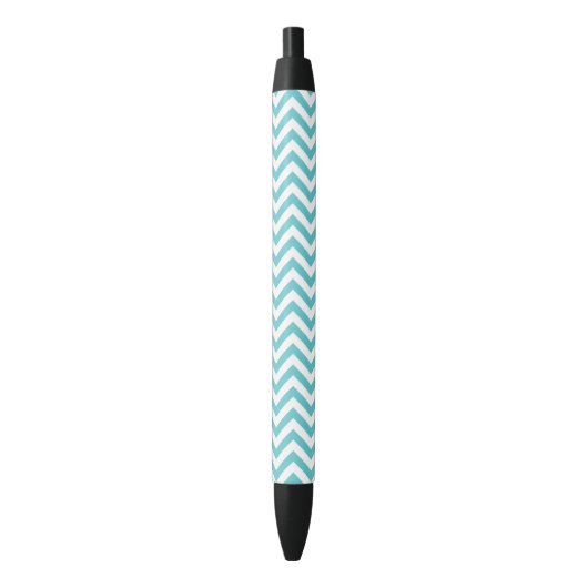Aqua Chevron Stripes Zwarte Inkt Pen (Voorkant Verticaal)