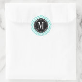Aqua Chevron zigzag gepersonaliseerd monogram Ronde Sticker (Tas)