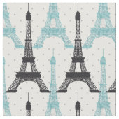 Aqua Chic Eiffeltoren patroon Stof (Close Up)