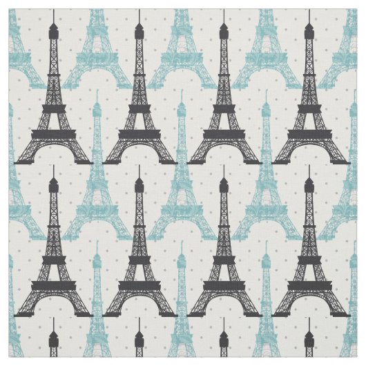 Aqua Chic Eiffeltoren patroon Stof (Swatch)