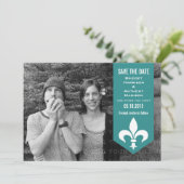 Aqua Chic Flourish Banner Save the Date Invite (Staand voorkant)