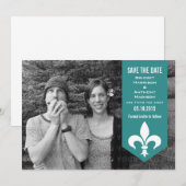 Aqua Chic Flourish Banner Save the Date Invite (Voorkant / Achterkant)