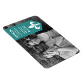 Aqua Chic Flourish Banner Save the Date Magnet Magneet (Rechterzijde)