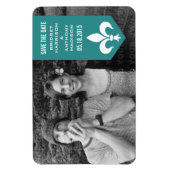 Aqua Chic Flourish Banner Save the Date Magnet Magneet (Verticaal)