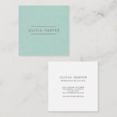 Aqua Chic | Minimale lederen blik Vierkante Visitekaartje (Voorkant / Achterkant)
