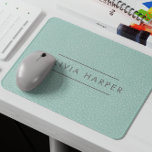 Aqua Chic | Minimale leerlook Muismat<br><div class="desc">Elegante en Minimale muismat of vrouwelijk bedrijf, winkel of ander bedrijf hebben een groene blauwe aqua lederen look textuur met verfijnde typografie in trendy koperen kleur. Een geavanceerd en stijlvol accessoire dat een vleugje elegantie toevoegt aan uw werkruimte. Let op: leer is een bedrukt effect. Verras iemand speciaal met deze...</div>
