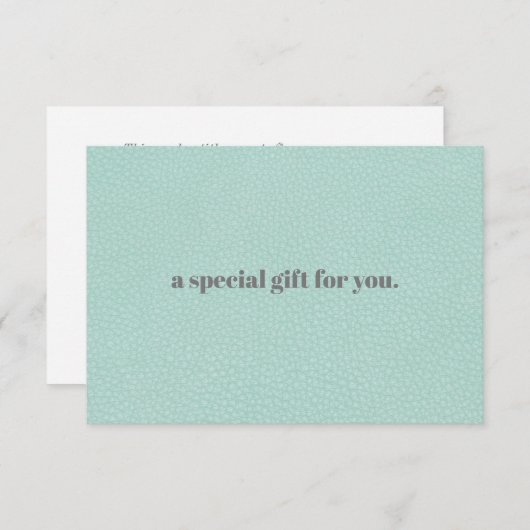 Aqua Chic | Plain Elegant Leather Kijk Gift Kaart (Voorkant / Achterkant)