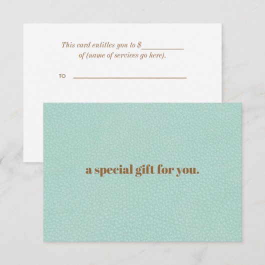 Aqua Chic | Plain Elegant Leather Kijk Gift Kaart (Voorkant / Achterkant)