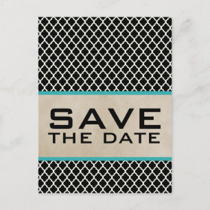 Aqua Chic Quatrefoil Save the Date Briefkaart
