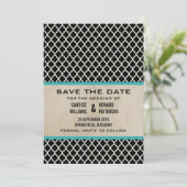Aqua Chic Quatrefoil sparen de Datum uitnodigen Save The Date (Staand voorkant)