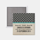 Aqua Chic Quatrefoil sparen de Magnet van de Datum (Voorkant / Achterkant)