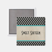Aqua Chic Quatrefoil Sweet 16 Magnet (Voorkant / Achterkant)