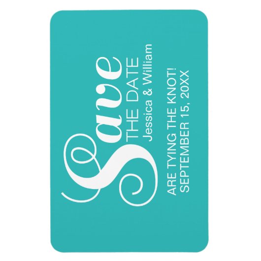 Aqua Chic Typography Save the Date Magnet Magneet (Verticaal)
