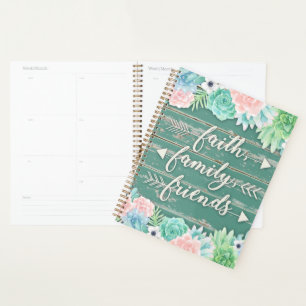 Aqua Chippy Wood Vertrouwen, gezin, vrienden Planner