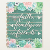 Aqua Chippy Wood | Vertrouwen, gezin, vrienden | Planner (Voorkant)
