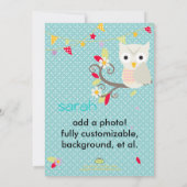 Aqua/Chocolade Owl Persoonlijke verjaardag Partij Kaart (Achterkant)