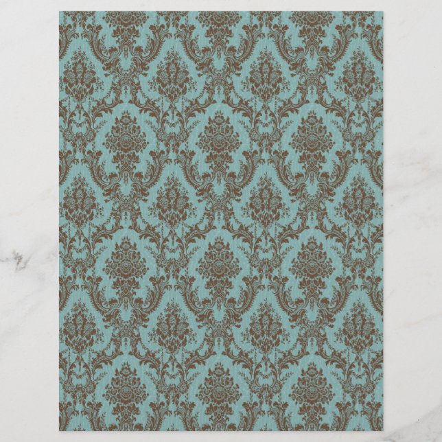 Aqua Chocolate Damask (Voorkant)