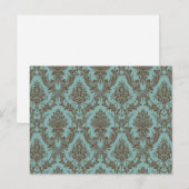 Aqua Chocolate Damask Briefkaart (Voorkant / Achterkant)
