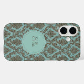 Aqua Chocolate Damask Hoesje-Mate iPhone Case (Achterkant (horizontaal))