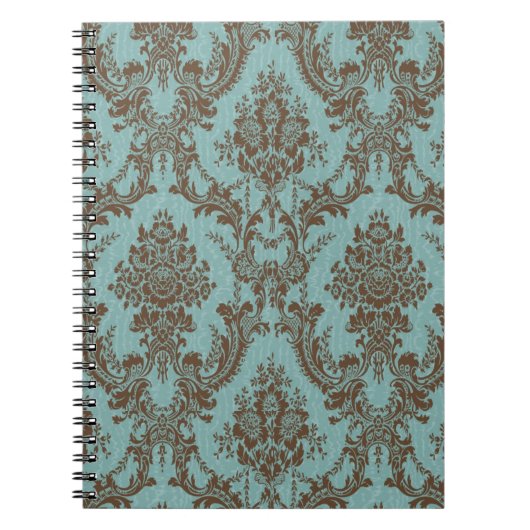 Aqua Chocolate Damask Notitieboek (Voorkant)