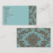Aqua Chocolate Damask  Visitekaartje (Voorkant / Achterkant)