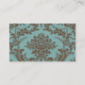 Aqua Chocolate Damask  Visitekaartje (Achterkant)