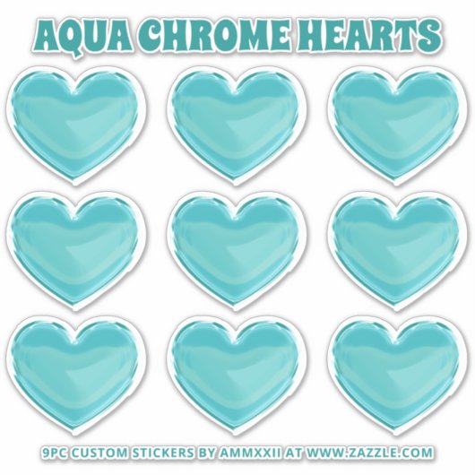 Aqua Chrome Hearts Sticker (Voorkant)