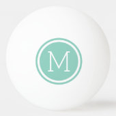 Aqua Circle Monogram Gepersonaliseerd Pingpongbal (Voorkant)