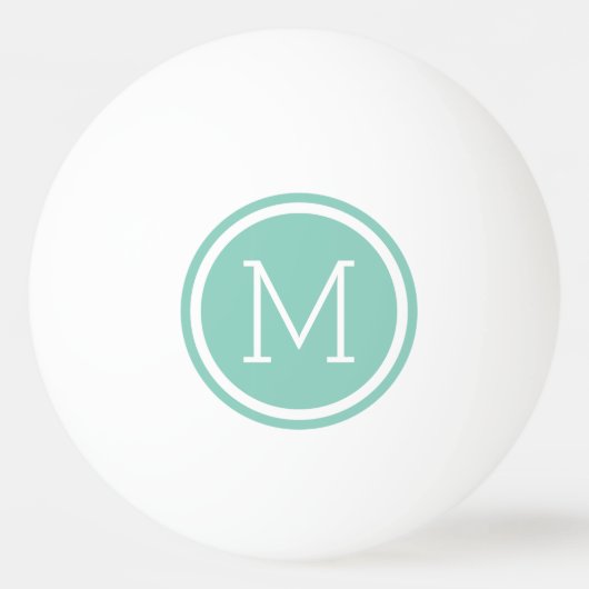 Aqua Circle Monogram Gepersonaliseerd Pingpongbal (Voorkant)