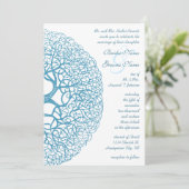 Aqua Circle of Love Tree Wedding Invitation Kaart (Staand voorkant)