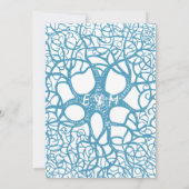 Aqua Circle of Love Tree Wedding Invitation Kaart (Achterkant)