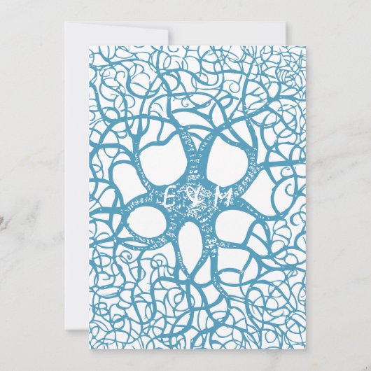 Aqua Circle of Love Tree Wedding Invitation Kaart (Achterkant)