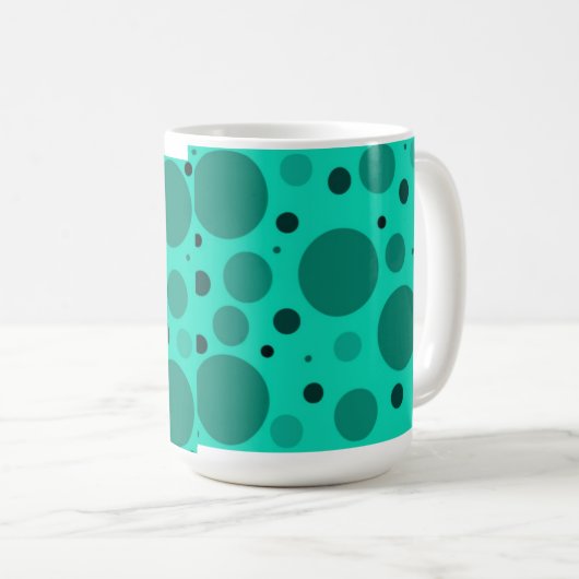 Aqua Circles en Stippen Koffiemok (Voorkant rechts)