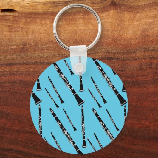 Aqua Clarinet Pattern Sleutelhanger (Voorkant)