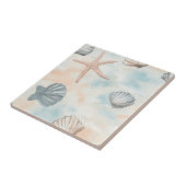 Aqua Coastal Seashells & Sparkle Starfish (1) Tegeltje (Zijkant)