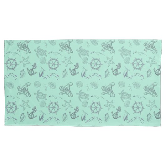 Aqua Coastal Zee Life Kussensloop (Voorkant-Links)