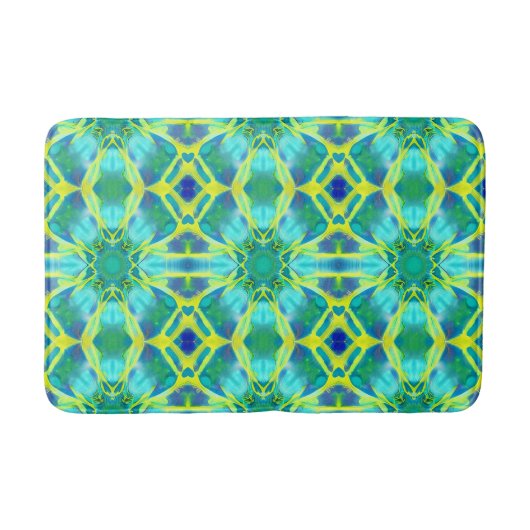 Aqua, Cobalt Blue en Yellow Tie Dye Pattern Badmat (Voorkant)