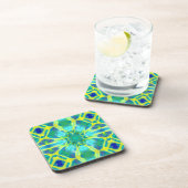 Aqua, Cobalt Blue en Yellow Tie Dye Pattern Bier Onderzetter (Rechterzijde)