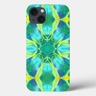 Aqua, Cobalt Blue en Yellow Tie Dye Pattern Case-Mate iPhone Case