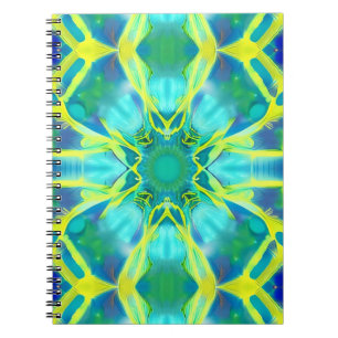 Aqua, Cobalt Blue en Yellow Tie Dye Pattern Notitieboek