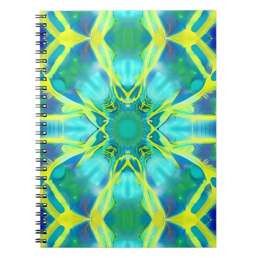 Aqua, Cobalt Blue en Yellow Tie Dye Pattern Notitieboek (Voorkant)