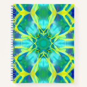 Aqua, Cobalt Blue en Yellow Tie Dye Pattern Notitieboek (Voorkant)